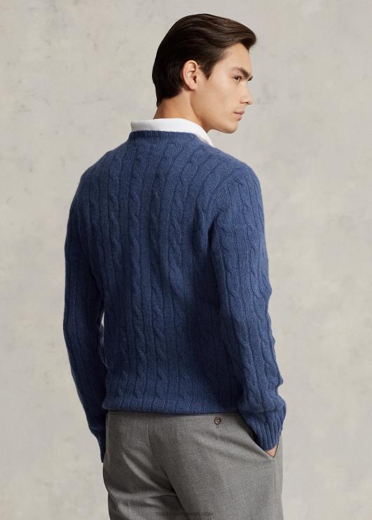 Ralph Lauren unisex ikooniline kaabliga kootud kašmiirkampsun PR0V3392 rustikaalne mereväe kanarbik