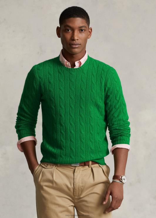 Ralph Lauren unisex ikooniline kaabliga kootud kašmiirkampsun PR0V3396 charlie roheline