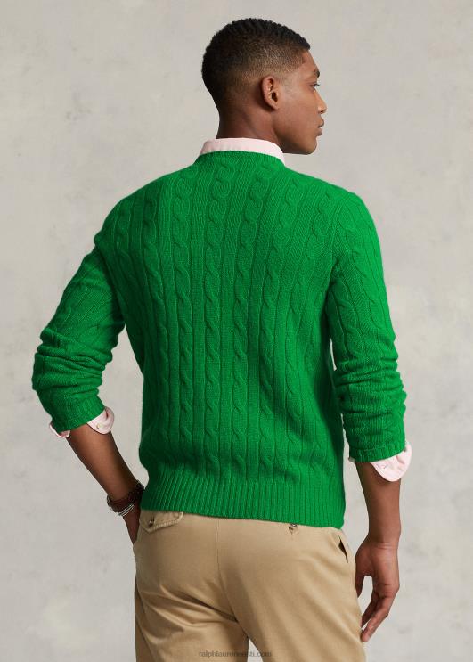 Ralph Lauren unisex ikooniline kaabliga kootud kašmiirkampsun PR0V3396 charlie roheline