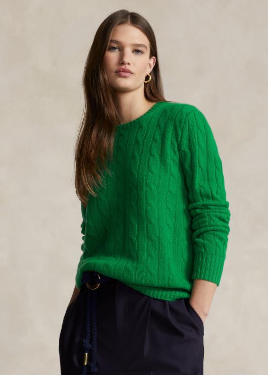 Ralph Lauren unisex ikooniline kaabliga kootud kašmiirkampsun PR0V3396 charlie roheline