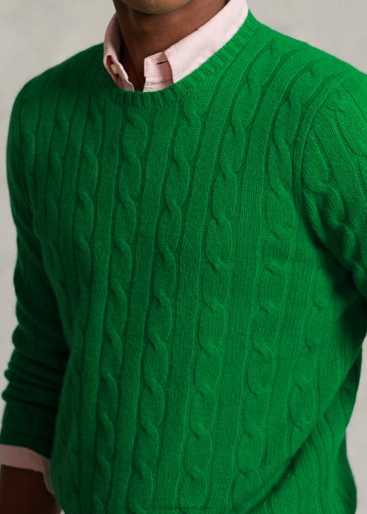 Ralph Lauren unisex ikooniline kaabliga kootud kašmiirkampsun PR0V3396 charlie roheline