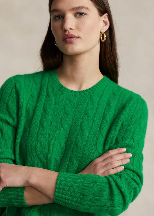 Ralph Lauren unisex ikooniline kaabliga kootud kašmiirkampsun PR0V3396 charlie roheline