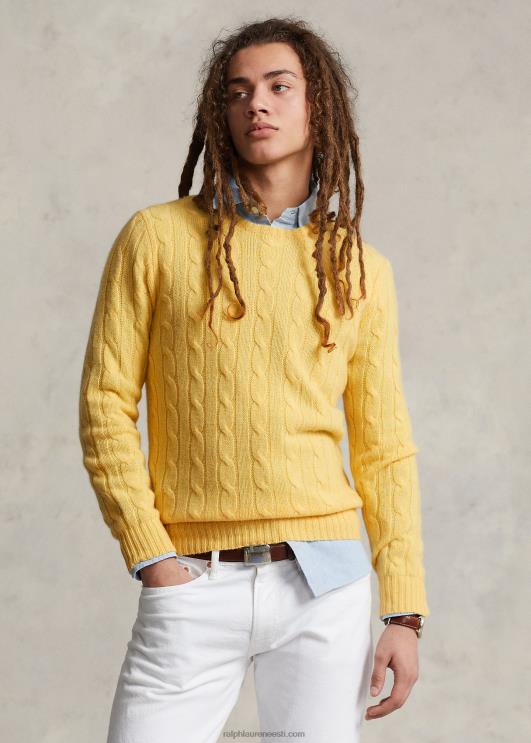 Ralph Lauren unisex ikooniline kaabliga kootud kašmiirkampsun PR0V3397 kollaseks langeda