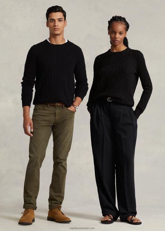 Ralph Lauren unisex ikooniline kaabliga kootud kašmiirkampsun PR0V3401 must