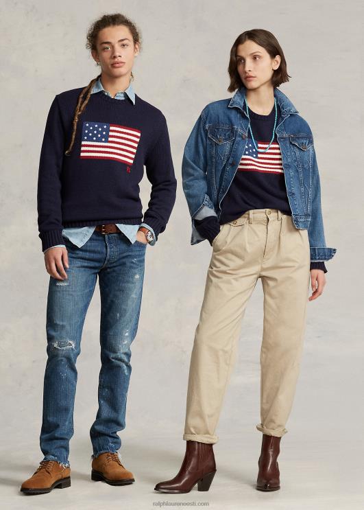 Ralph Lauren unisex ikooniline lipuga kampsun PR0V3428 merevägi