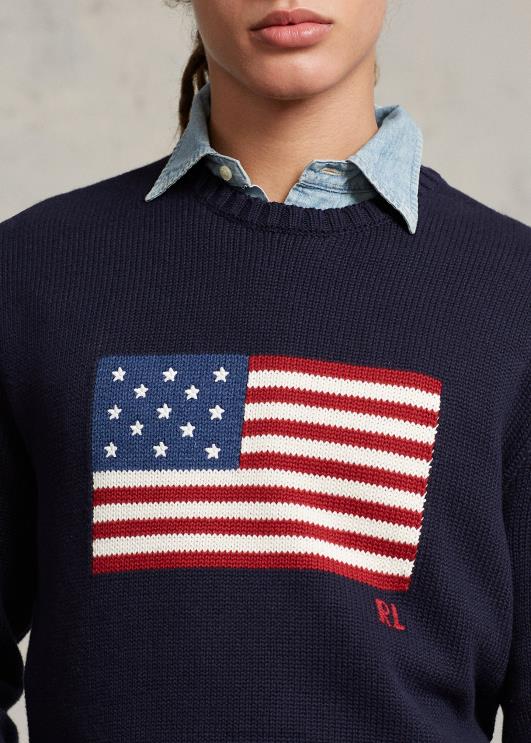 Ralph Lauren unisex ikooniline lipuga kampsun PR0V3428 merevägi