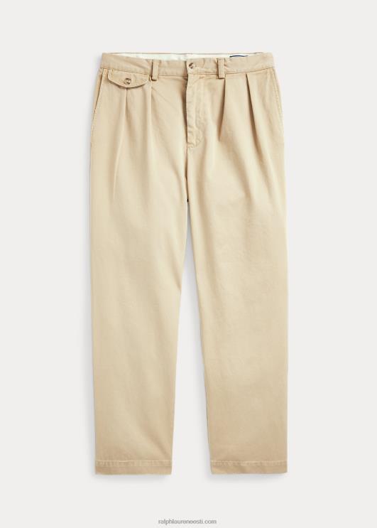 Ralph Lauren unisex whitman lõdvestunud istuvusega plisseeritud chino püksid PR0V87 rl khaki