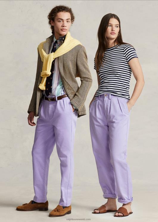Ralph Lauren unisex whitman lõdvestunud istuvusega plisseeritud chino püksid PR0V88 taeva lavendel