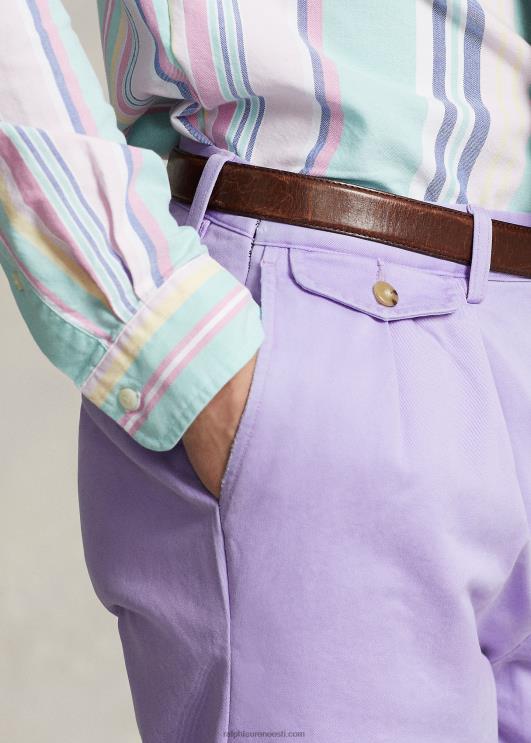 Ralph Lauren unisex whitman lõdvestunud istuvusega plisseeritud chino püksid PR0V88 taeva lavendel