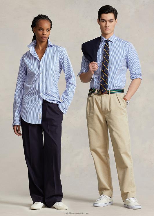 Ralph Lauren unisex custom fit triibuline poplinsärk PR0V123 sinine/valge