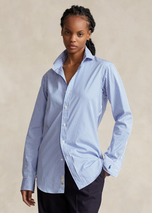 Ralph Lauren unisex custom fit triibuline poplinsärk PR0V123 sinine/valge