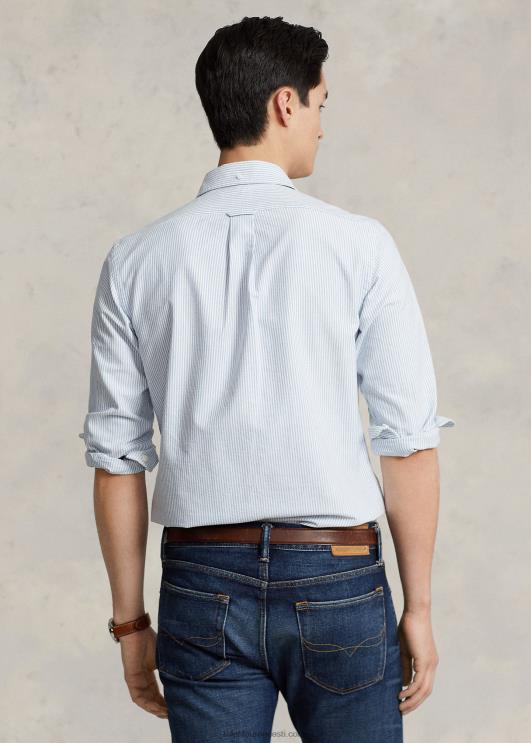 Ralph Lauren unisex kohandatud sobivusega triibuline oxfordi särk PR0V137 sinine/valge