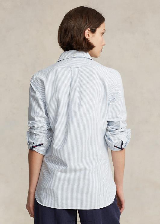 Ralph Lauren unisex kohandatud sobivusega triibuline oxfordi särk PR0V137 sinine/valge