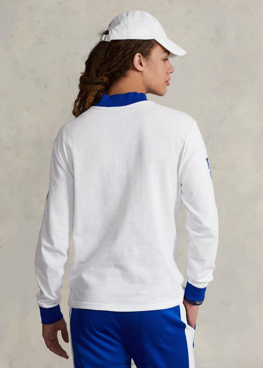 Ralph Lauren unisex logoga vahvlikootud mockneck särk PR0V3426 valge
