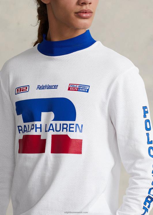 Ralph Lauren unisex logoga vahvlikootud mockneck särk PR0V3426 valge