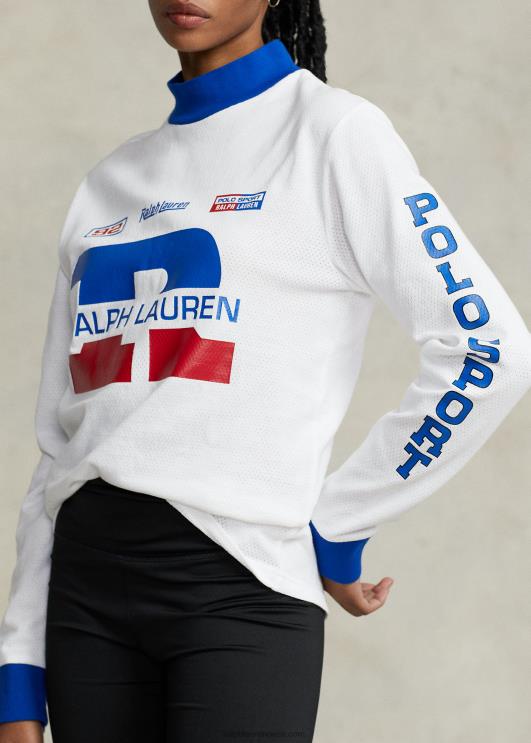 Ralph Lauren unisex logoga vahvlikootud mockneck särk PR0V3426 valge