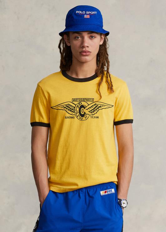 Ralph Lauren unisex kohandatud slim fit jersey graafiline T-särk PR0V904 kollane torm