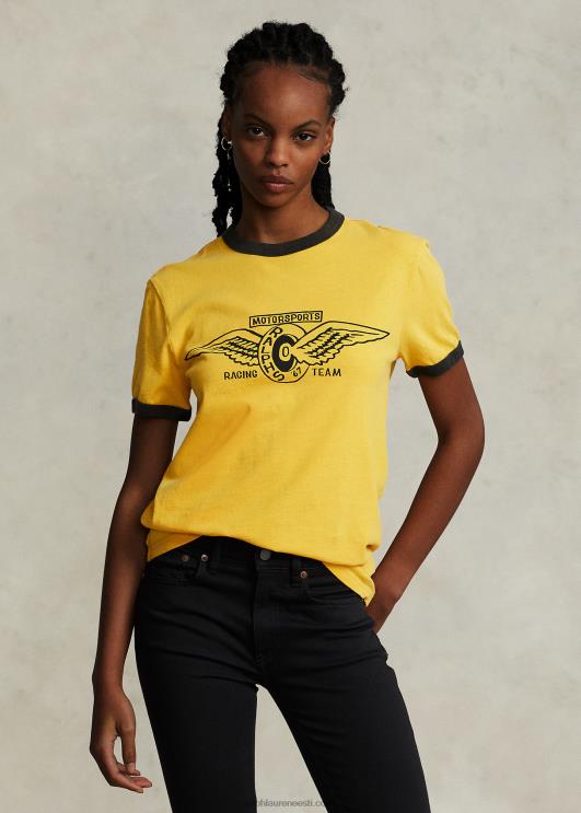 Ralph Lauren unisex kohandatud slim fit jersey graafiline T-särk PR0V904 kollane torm