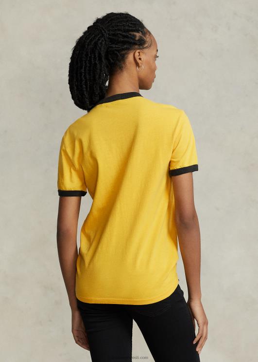 Ralph Lauren unisex kohandatud slim fit jersey graafiline T-särk PR0V904 kollane torm