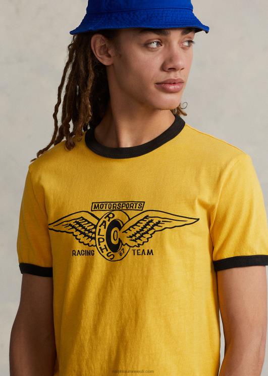 Ralph Lauren unisex kohandatud slim fit jersey graafiline T-särk PR0V904 kollane torm